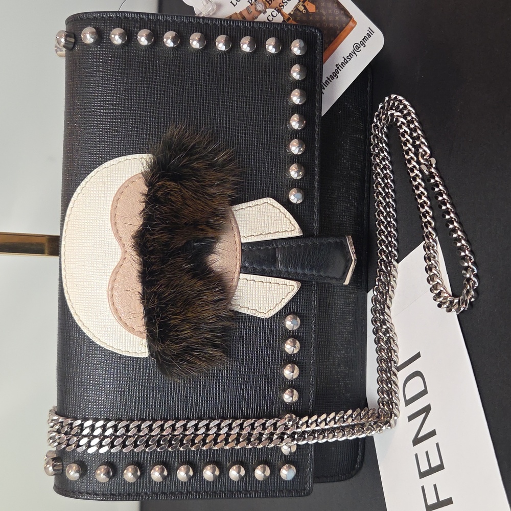 FENDI Carlito 4-Way Studded Chain Shoulder/Crossbody/Clutch/Wallet Collectable
